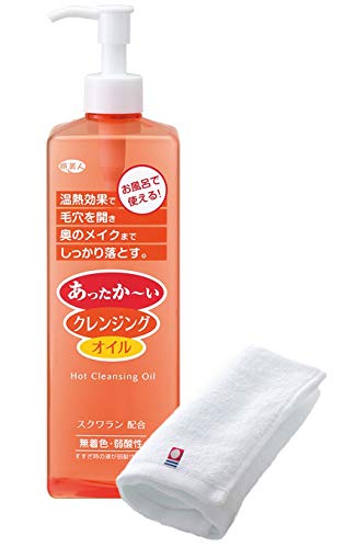 アズマ商事【お値段そのまま 今治タオル付き】ホットクレンジングオイル 600ml / 温熱効果で毛穴の奥までキレイに 化粧落とし メイク落とし