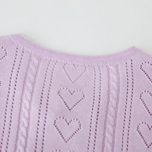 JEATHA Toddler Girls Cotton Thin Sweater Coat Kids Long Sleeve Ruffle Trim Cardigan Hollow Knitted Bolero Shrug4