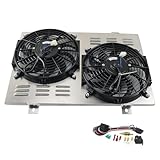 Aluminum Radiator's Shroud+12V Fans Compatible for 1980-1993 Ford Mustang GT/LX Foxbody 5.0L 2.3L 1988 1989 1987