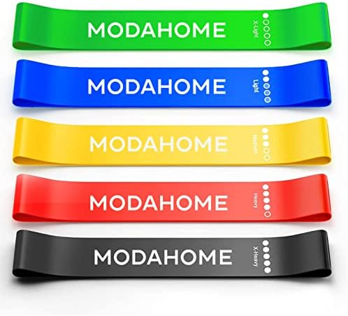 MODAHOME Resistance Bands Set of 5 - Exercise Bands with Different Resistance Levels - Heavy Elastic Rubber Band for Fitness - Ideal for Muscle Toning, Yoga, Stretch Mobility workout at Gym and Home