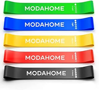 MODAHOME Resistance Bands Set of 5 - Exercise Bands with Different Resistance Levels - Heavy Elastic Rubber Band for Fitness - Ideal for Muscle Toning, Yoga, Stretch Mobility workout at Gym and Home