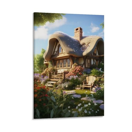 Peintures sur toile chalet de montagne decoration murale 30x45cm pour chambre