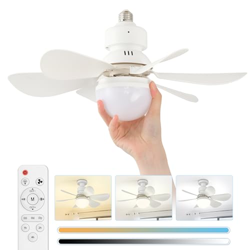 Airvention Ceiling Fan Light, Cordless Small Ceiling Fan Light with Remote, 3 Speed, Dimmable Led,...