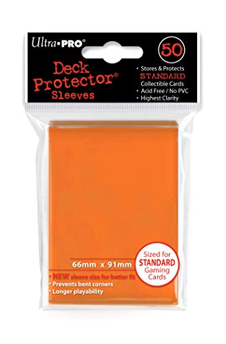 Image of Ultra Pro PRO Card Sleeves - Standard Size, Gloss Finish, Orange, 50ct - for Pokemon, MTG, Baseball, Football and Other Trading Cards