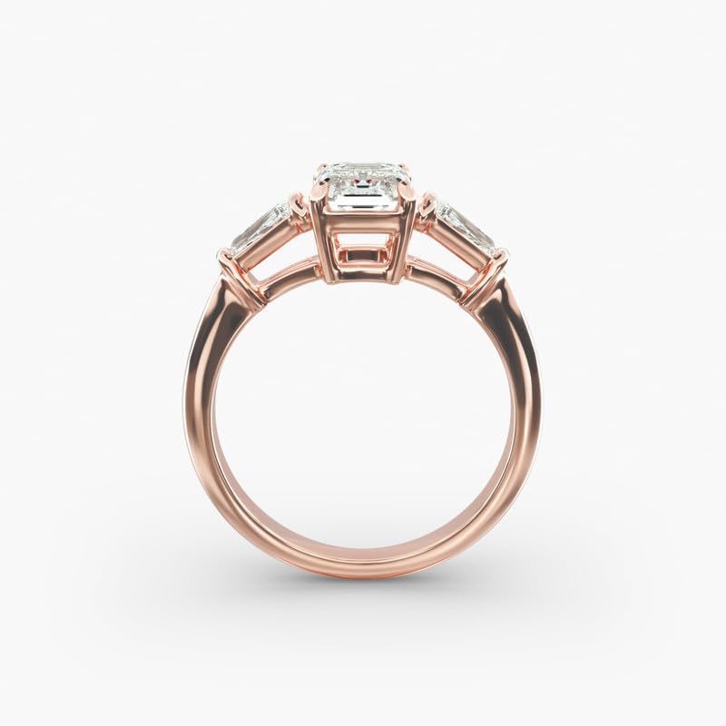 1-5 Carat 14K Gold Platinum Emerald Cut 4 Prong Baguette Accent Lab Grown Diamond Ring, Engagement Anniversary, Wedding, IGI Certified, Promise Rings for Women (1-5 Ct, F-G Color, VS1-VS2 Clarity)