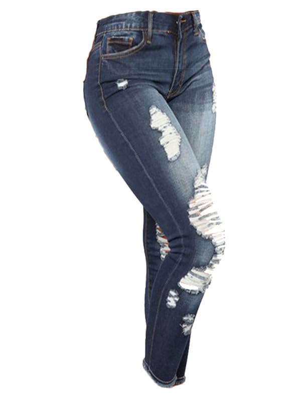 Andongnywell Women's Stretchy Ripped Hole Skinny Jeans Butt Lifting Distressed Denim Pants with Pockets Trousers3