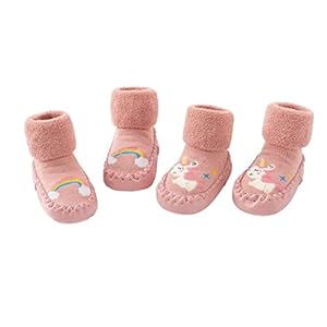 Gavena 2 Pairs Baby Girl Boy Slipper Socks Indoor Toddler Girls Slippers Cotton Newborn Warm Soft Sole Baby Kids Slip On…