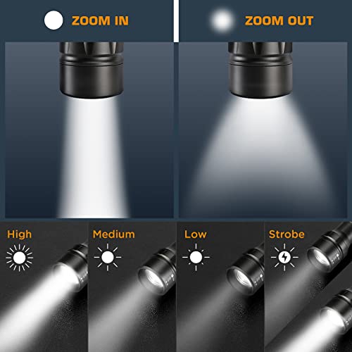 Everbrite Ultra Bright Tactical Flashlight, 600 Lumen Zoomable Adjustable Focus, 4 Light Modes, Heavy-Duty Aluminum Flashlight For Hurricane Supplies Camping, 3C Alkaline Batteries Included #TOP4