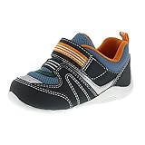 TSUKIHOSHI NEKO Baby and Toddler Shoes - Strap-Closure Machine-Washable Baby Shoes with Wide Toe Box & Slip-Resistant, Non-Marking Outsoles, Charcoal/Sea - 4 Infant (0-12 months)