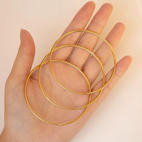 Gold Bracelets for Women, Hypoallergenic Charm Bangle Cuff Bracelet Set for Women, Trendy Dainty Stackable Lightweight 14k Gold Plated Bracelet Pack for Womens2