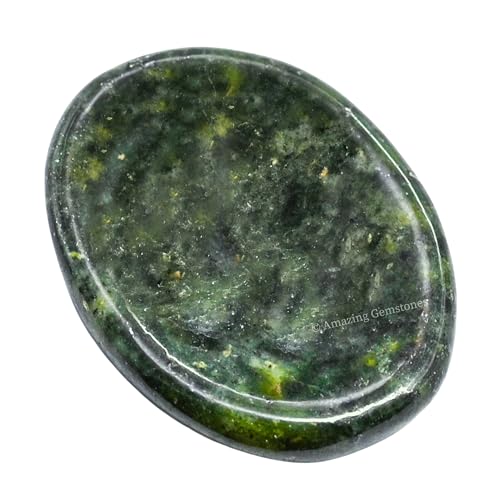 Image of Amazing Gemstone Green Jade Worry Stone Crystals and Healing Stones - Worry Stones for Stress Relief Gifts - Piedra Crystal Fidget for Meditation - Unique Stocking Stuffers and Birthday Gifts