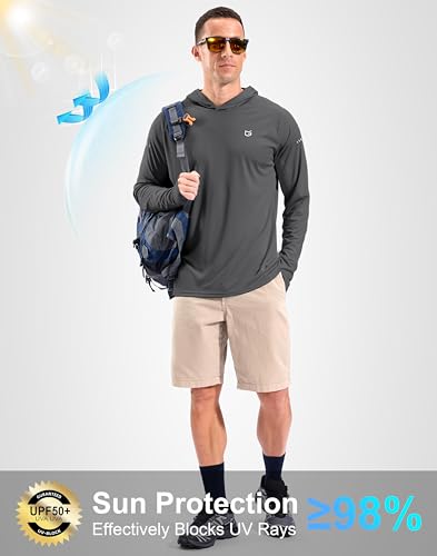 Image of Men's Sun Protection Hoodie Shirts Long Sleeve UPF 50+ Swim Shirts for Men Rash Guard Fishing Shirt Quick Dry