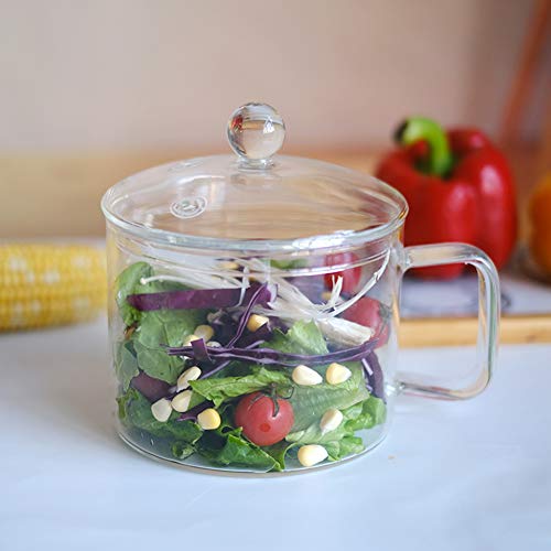 Suwimut Glass Saucepan with Cover, 1.3L/40 FL OZ Heatresistant Glass