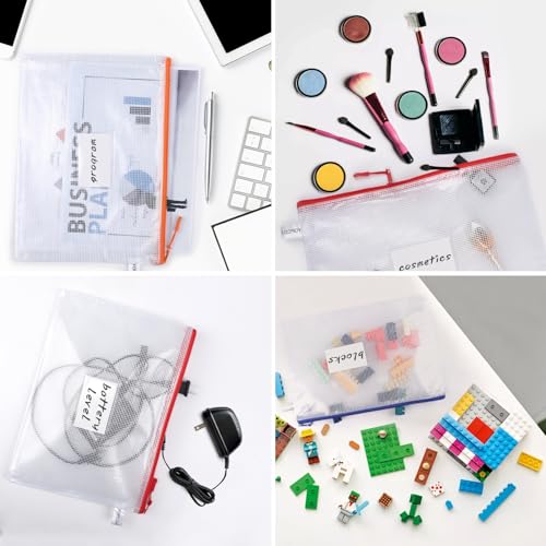Image of 18 Pack A4 Mesh zipper pouch bags, Mesh Bags with Label Pocket,Zipper Pouches of office supplies, File Bags for Classroom Organization,Puzzles, Board Game Storage