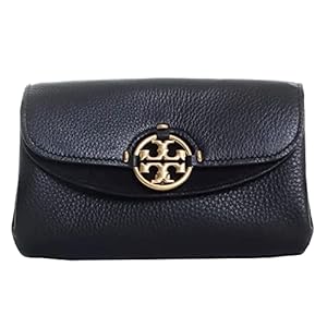 Tory Burch Womens Miller Leather Crossbody Shoulder Handbag Black Small