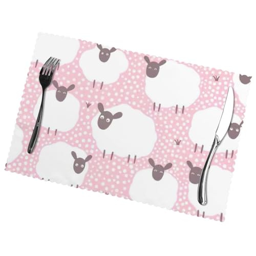 Set de table en polyester durable aux finitions soignées rose - 4