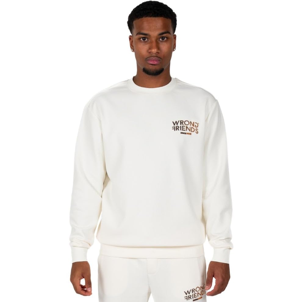 Wrong Friends Men's Simi Valley Sweatshirt, Beige/Brown, S