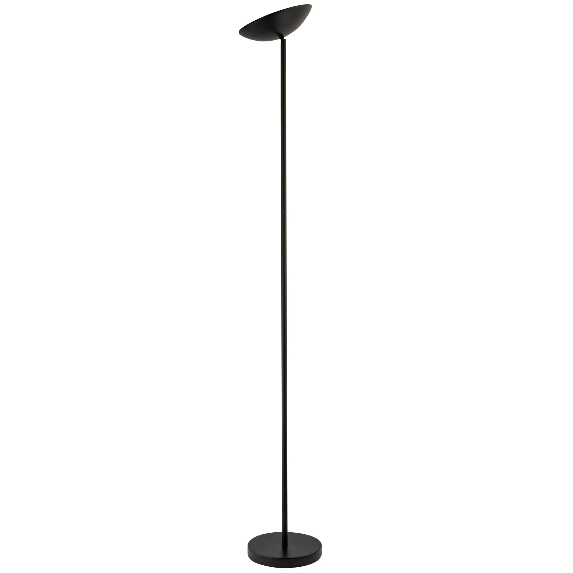 Happy Homewares Designer LED Uplighter Metal Floor Lamp in Matte Black with Memory Dimmer Button | 20w 2200 Lumens | 3000k Warm White | Adjustable Head | 180cm x 25cm