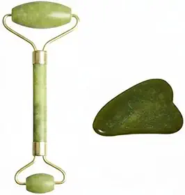 Kit de Massagem Facial com Pedra Anti-Estresse + Rolo Massageador – Rotina de Skincare, Relaxamento e Aparência Revitalizada – GuaSha
