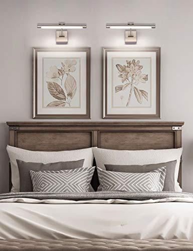 Single Arm Led Picture Lights 16.53 Inch, Joosenhouse Full Metal Artwork Lamp With Rotatable Sconces Lamp Head, 9W (45W Eqv.), Hardwired Connection, 3000K Warm White 560Lm, Brushed Nickel Finish… #TOP6