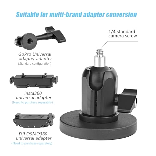 SKYJFFJ Magnetic Camera Mount for GoPro DJI Insta360 Akaso Aluminum Action Camera Tripod Adapter Mini Ball Head Super Strong Rubber Coating Neodymium Magnet for Car 1/4’’-20 Male Thread Stud by SKYJFFJ - Image 2