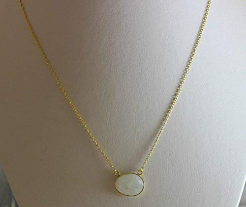 Moonstone Gold Plated Sterling Silver Necklace 17 And 18 Inches - Handmade Gemstone Jewelry Gift Ideas For Women - Birthday Gift Ideas For Women (Moonstone) #TOP5