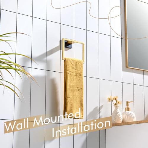 Image of KOKOSIRI Towel Ring Holder Bathroom Lavatory Hand Towel Rack Wall Mounted Bathroom Hardware T-304 Stainless Steel Matte Black and Gold, B3004GDK