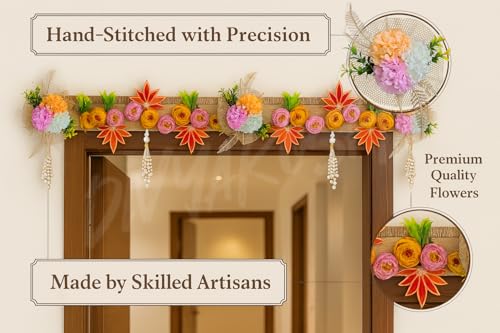 Image of Divyakosh Artificial Flower Toran for Door Decoration 40 Inch | Decorative Bandanwar for Home Entrance, Mandir & Pooja Room | Diwali, Wedding & Festival Decor