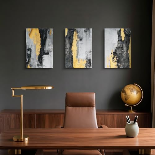 UMIACOUSTICS 3 Pcs 0.7Inch Thick Art Acoustic Panels,Decorative Acoustical Wall Panels, Sound Absorbing Art Panels for Home, Office, Hotel, Inkgold-Gleam — view 3
