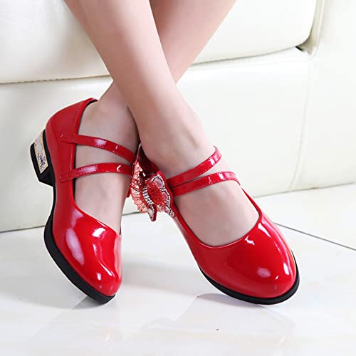 Girls Dress Shoes Mary Jane Princess Sandals Bowknot Strap Wedding Party Shoes Butterfly Chunky Low Heel Sandals3