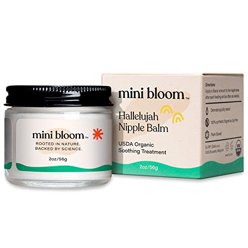 Mini Bloom Hallelujah Nipple Balm | Usda Organic Soothing Ointment | Restores & Repairs Dry, Cracked, Sensitive Nipples | Lanolin-Free, Made W/ Aloe, Calendula, Olive & Sunflower Seed Oils | 2 Oz #TOP8