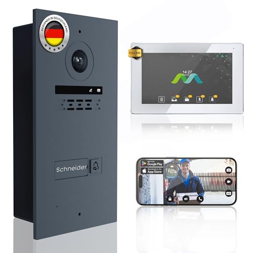 MATHFEL 2 Draht Video Türsprechanlage – Full HD 170° Weitwinkelkamera mit WLAN – 7-Zoll Farb-Touchscreen – Gegensprechanlage mit Türöffner – IP65, Nachtsicht, Einfache Montage