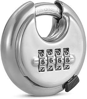 4 Digit Combination Lock with Hardened Steel Shackle Combo Padlock for Sheds, Locker,Storage