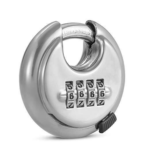 4 Digit Combination Lock with Hardened Steel Shackle Combo Padlock for Sheds, Locker,Storage Unit, Gym and Fence (1 Pack)