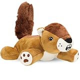 Dog Dog Big Fat Squirrel Plush Chew Toy Stuffed Animal with Squeaker and Smooth Fur and Durable Fabr