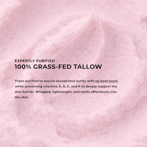 GLISSANT Rose Tallow Crème with Lavender | Grass-Fed Whipped Beef Tallow for Face + Body | Moisturizer for Dry Sensitive Skin | Extra Filtered No Beef Scent | 4 oz