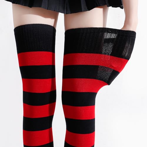 Image of Kayhoma Extra Long Cotton Stripe Thigh High Socks Over the Knee High Socks