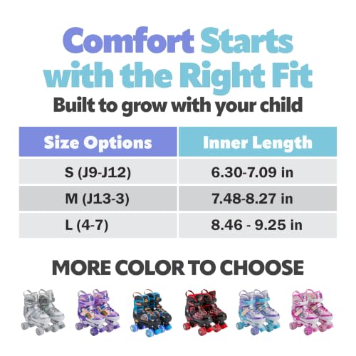 Image of Chicago Skates Glitzy Kids Roller Skates Sea Shell - Adjustable Roller Skates Girls Boys, Light-Up Wheels, Durable Beginner Quad Skates, Front Stopper,Comfortable,Smooth Rolling, Indoor Outdoor,Age 3+