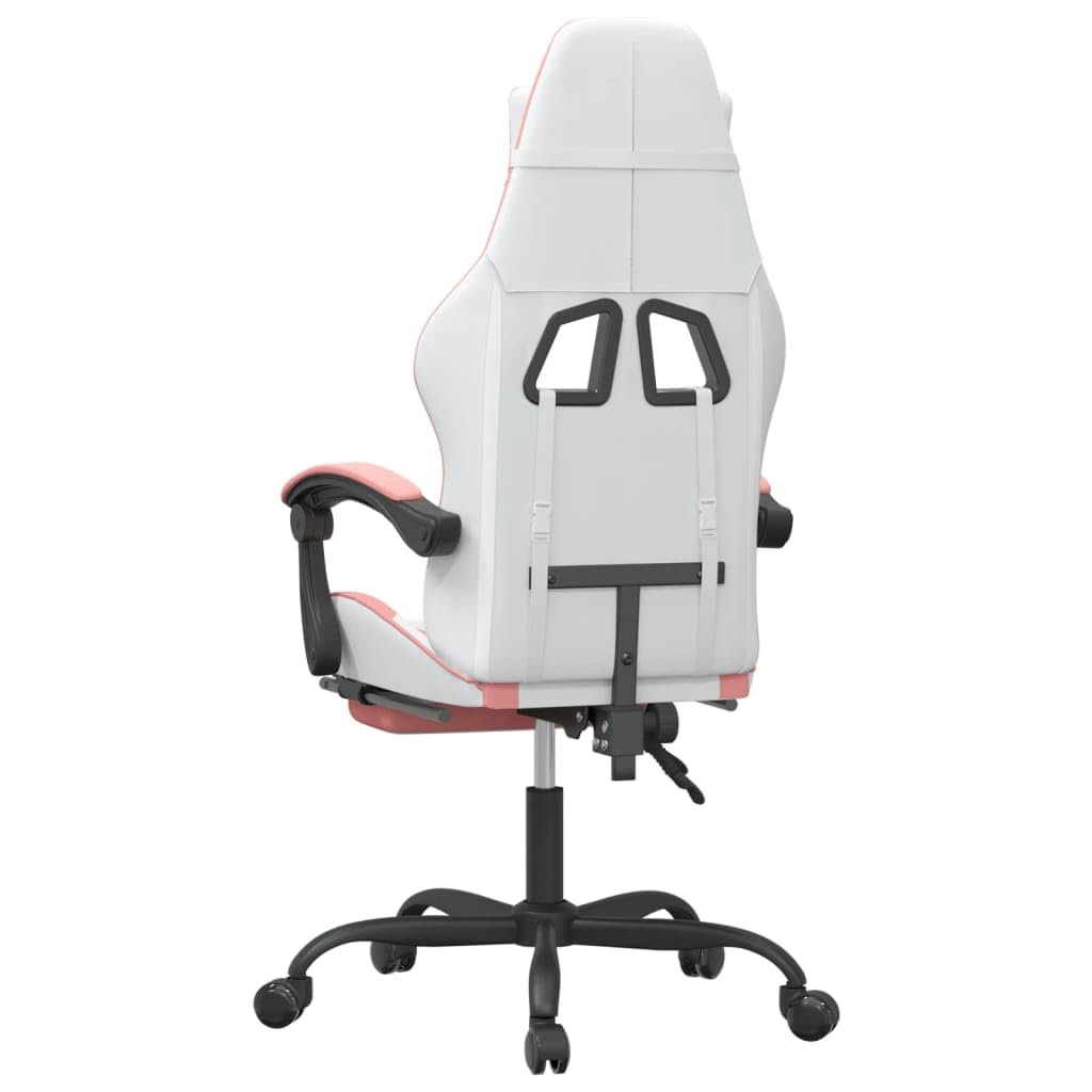 Tomostar Chaise Gaming, Chaise de Jeu Fauteuil Gamer Fauteuil de Bureau avec Repose-Pied Blanc et Rose Similicuir