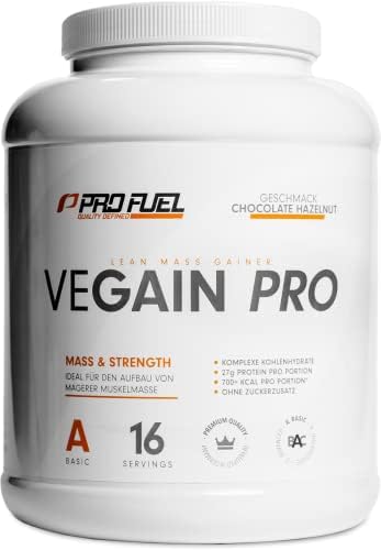 Weight Gainer CHOCOLATE HAZELNUT 2,2kg Mass Gainer - 100% vegan - komplexe Kohlenhydrate + hochwertiges veganes Protein - leckerer Geschmack - ohne Soja oder Maltodextrin - laborge