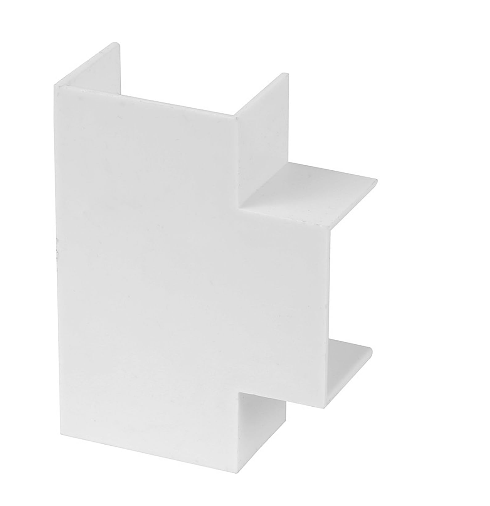 2.44M (8.01ft) White Electrical Cable Hider Trunking Self Adhesive PVC Wire Conduit Plastic Cover - Mini Trunk Management to Hide Single Cables TMW Profiles (25mm Flat Tee Joint)