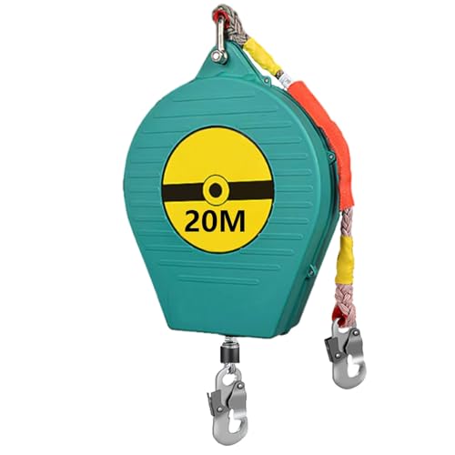 VFDZ Dispositivo Anticaídas Retráctil 3-20m, Verde/Amarillo Línea de Vida Retráctil Portátil, Profesión Equipos Anticaidas Retractil Seguridad para Trabajos Aéreos, Carga Máxima:150kg(Verde, 20m)