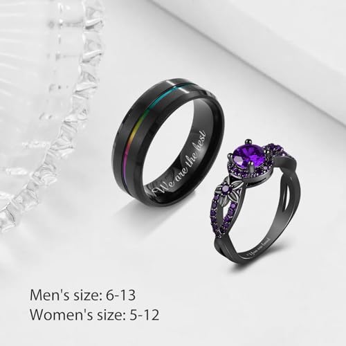3UMeter Personalized Promise Ring For Couples Wedding Ring Set for Him and Her Matching Couple Rings Wedding Engagement Gift for Couples 2Pcs2