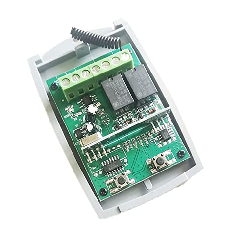 1 receptor de control remoto universal de 2 canales para puerta de garaje, 433 MHZ, código fijo y receptor de código rodante, interruptor de control remoto