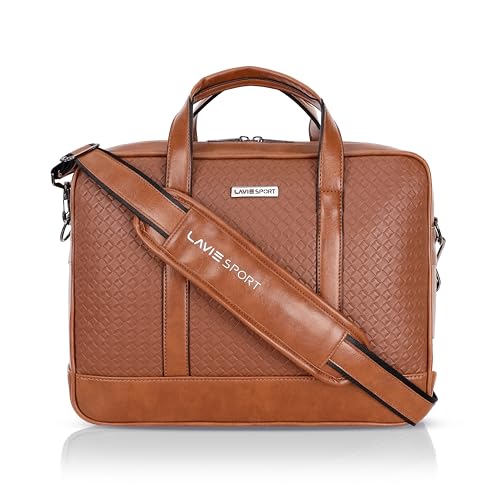 Image of Lavie Sport Magnate Briefcase 12L Multifunctional Laptop Briefcase Bag | Premium Leatherette Business Briefcase for Men & Women | Messenger Shoulder Bag with Detachable Strap