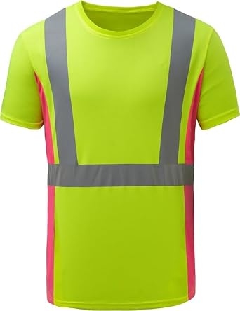 GSS High Visibility Reflective Safety Shirt for Women, Hi Vis Short Sleeve T-Shirt with Wicking Fabric Reflective Tape