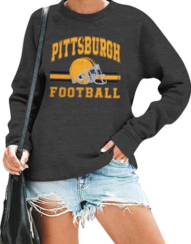 FAYALEQ Football Sweatshirts for Women Game Day Long Sleeve Shirts Football Graphic Pullover Sweatshirt Crewneck Casual Tops