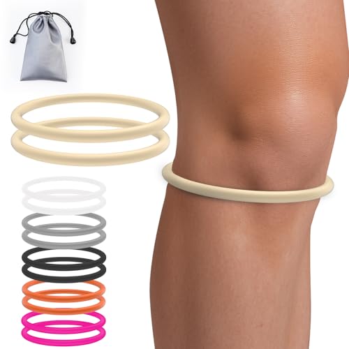 Image of teyy 2PCS Patellar Tendon Support Strap for Knee Pain Relief (Beige) | Silicone patella band for women and men keen bands for basketball, running,tennis,soccer and hiking,includes storage bag