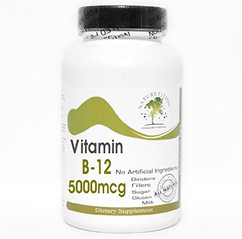 B-12 Vitamin 5000mcg ~ 200 Capsules - No Additives ~ Naturetition Supplements