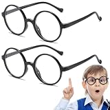 Teouuas 2 Piezas Gafas Redondas, Gafas Redondas Disfraz, Redonda de Infantil, Adecuado para Disfraces, Carnavales, Fiestas Temáticas, Bailes de Máscaras (Negro)